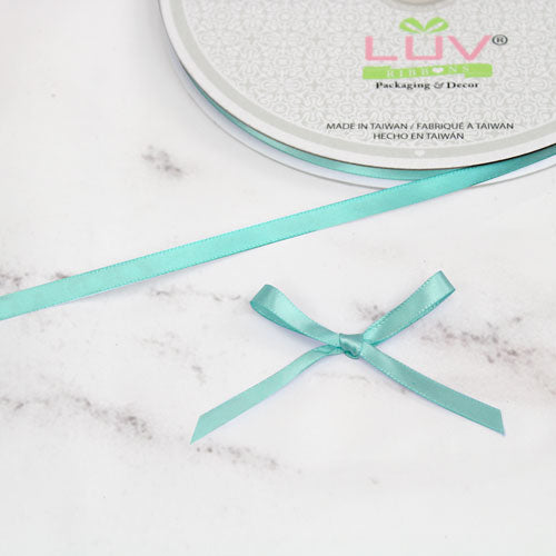 1/4" Single Face Satin Ribbon - 100 Yards (Aqua)