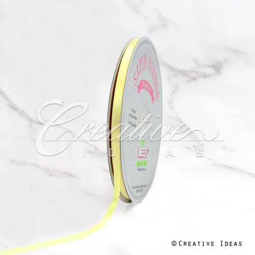 1/4" Single Face Satin Ribbon - 100 Yards (Baby Maize)