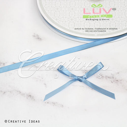 1/4" Single Face Satin Ribbon - 100 Yards (Blue Mist)
