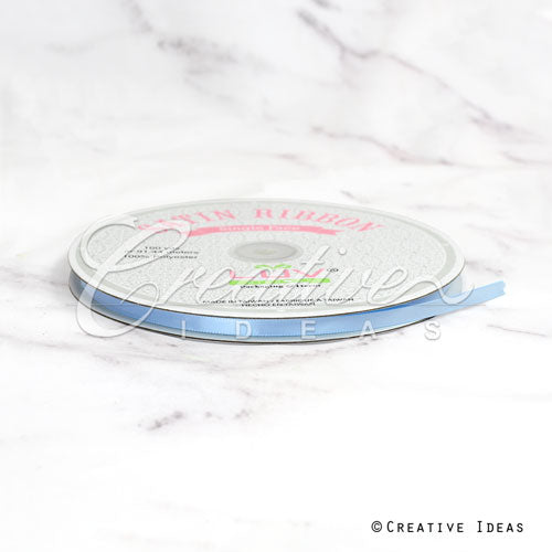 1/4" Single Face Satin Ribbon - 100 Yards (Blue Mist)
