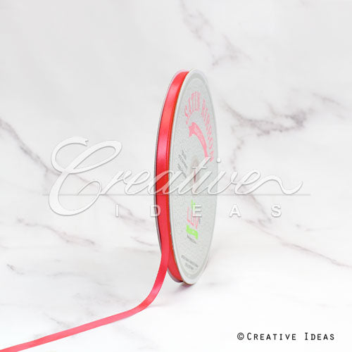 1/4" Single Face Satin Ribbon - 100 Yards (Coral)