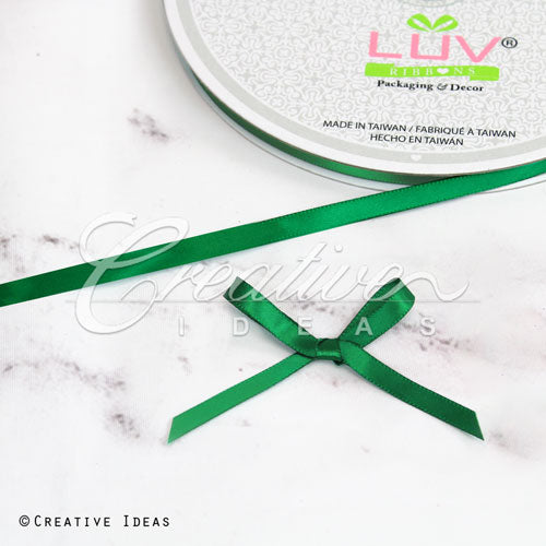 1/4" Single Face Satin Ribbon - 100 Yards (Emerald Green)