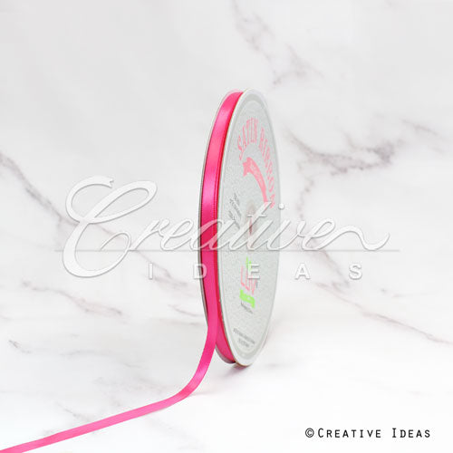 1/4" Single Face Satin Ribbon - 100 Yards (Hot Pink)