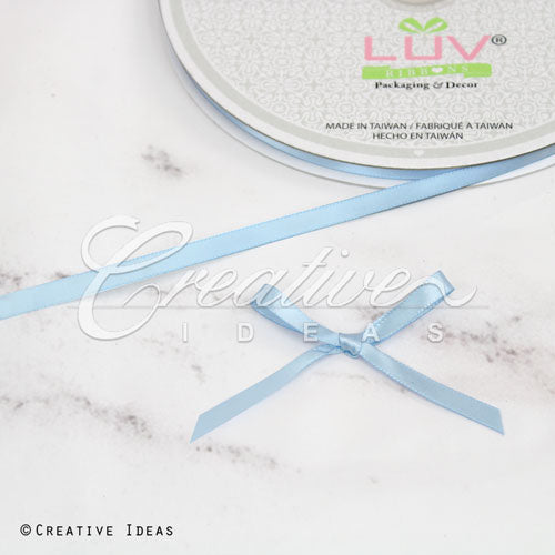 1/4" Single Face Satin Ribbon - 100 Yards (Light Blue)