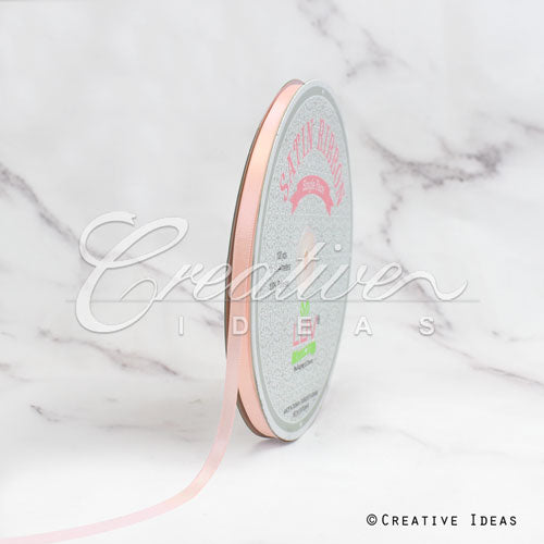 1/4" Single Face Satin Ribbon - 100 Yards (Light Peach)