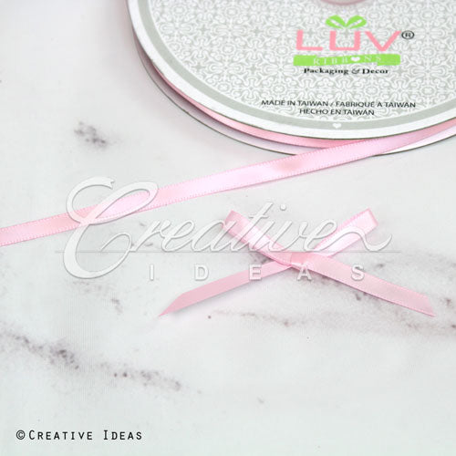 1/4" Single Face Satin Ribbon - 100 Yards (Light Pink)