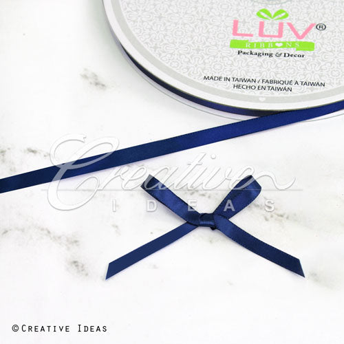 1/4" Single Face Satin Ribbon - 100 Yards (Navy Blue)