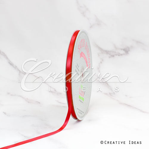 1/4" Single Face Satin Ribbon - 100 Yards (Red)