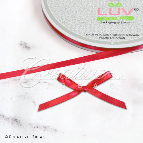 1/4" Single Face Satin Ribbon - 100 Yards (Red)