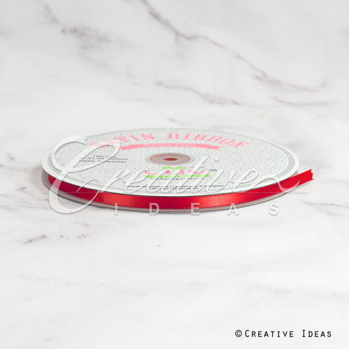 1/4" Single Face Satin Ribbon - 100 Yards (Red)