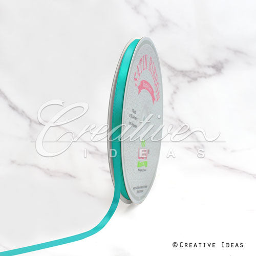 1/4" Single Face Satin Ribbon - 100 Yards (Tropic Blue)