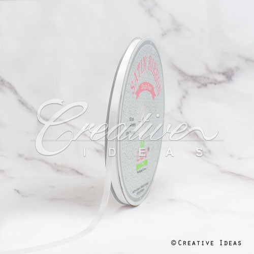 1/4" Single Face Satin Ribbon - 100 Yards (White)