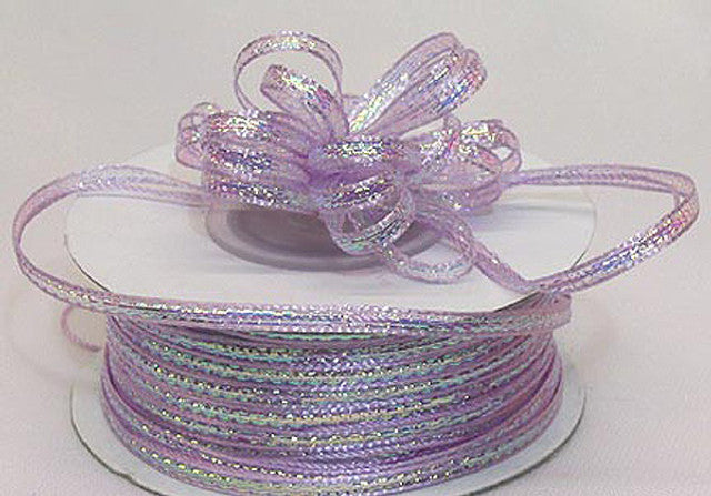 1/4"x50 yards Lavender Organza Pull Bows Ribbon with Iridescent Edge