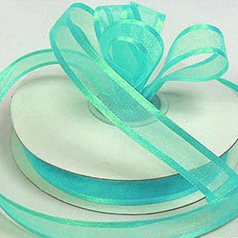 1.5"x25 yards Aqua Blue Organza Satin Edge Gift Ribbon