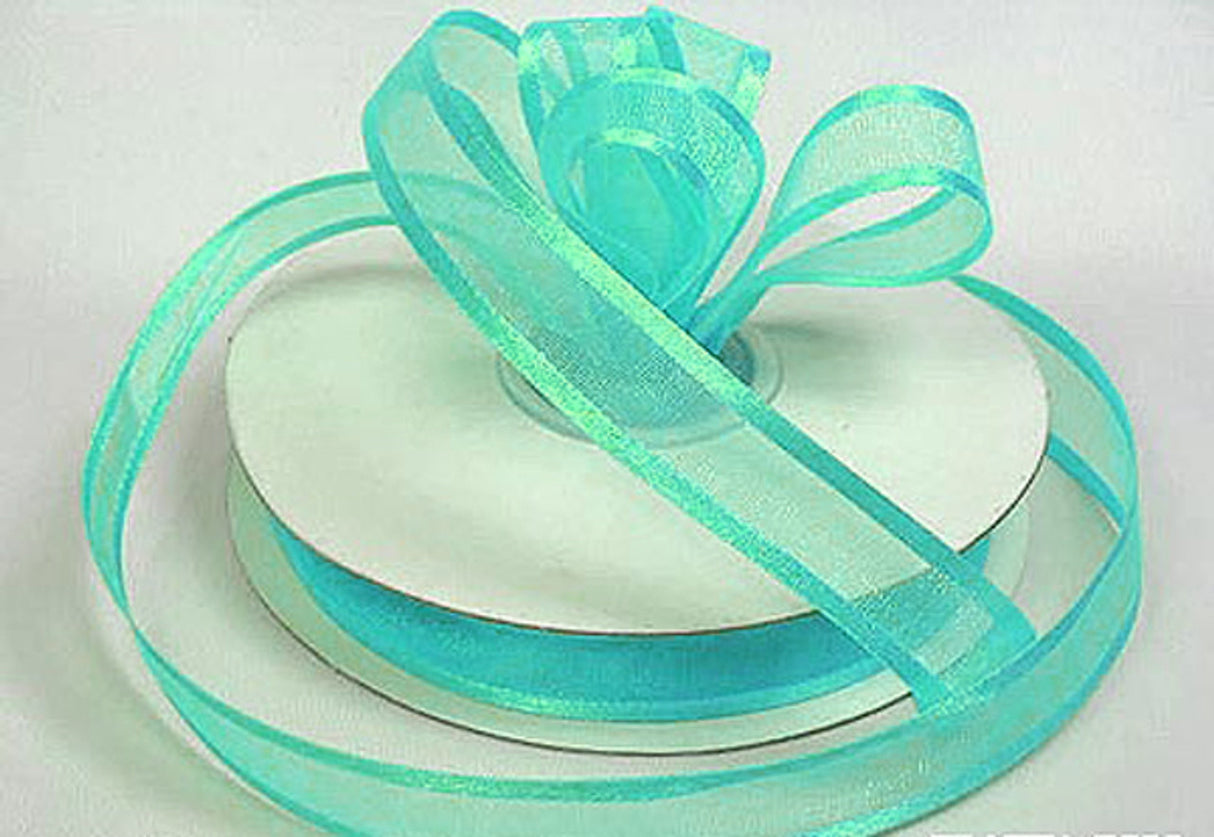 1.5"x25 yards Aqua Blue Organza Satin Edge Gift Ribbon