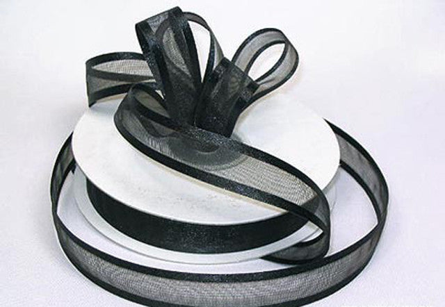 1.5"x25 yards Black Organza Satin Edge Gift Ribbon