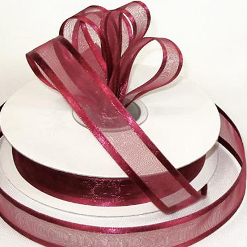 1.5"x25 yards Burgundy Organza Satin Edge Gift Ribbon