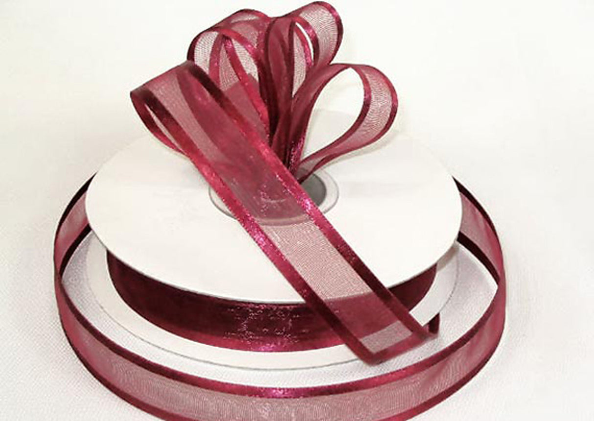 1.5"x25 yards Burgundy Organza Satin Edge Gift Ribbon