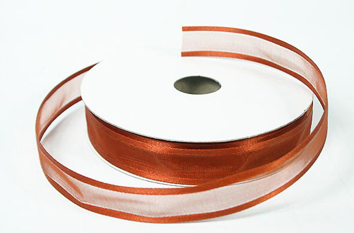 1.5"x25 yards Copper Organza Satin Edge Gift Ribbon