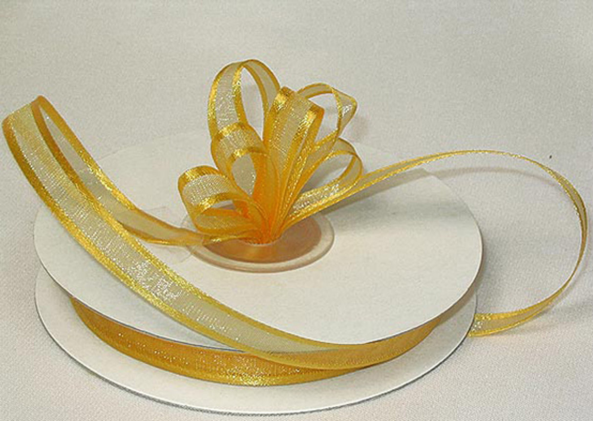 1.5"x25 yards Gold Organza Satin Edge Gift Ribbon