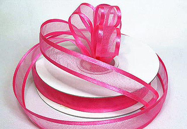 1.5"x25 yards Hot Pink Organza Satin Edge Gift Ribbon