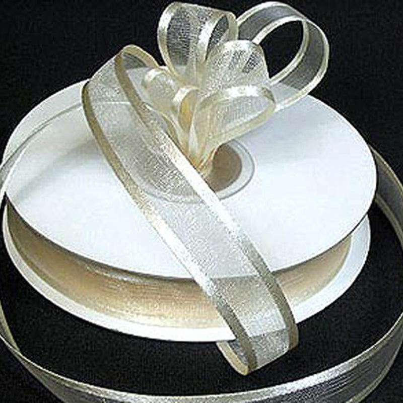 1.5"x25 yards Ivory Organza Satin Edge Gift Ribbon