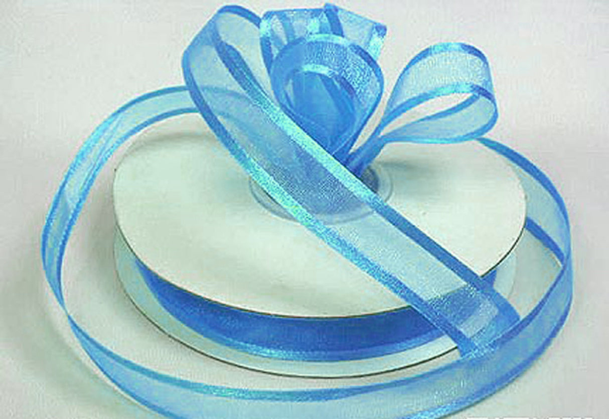 1.5"x25 yards Blue Organza Satin Edge Gift Ribbon