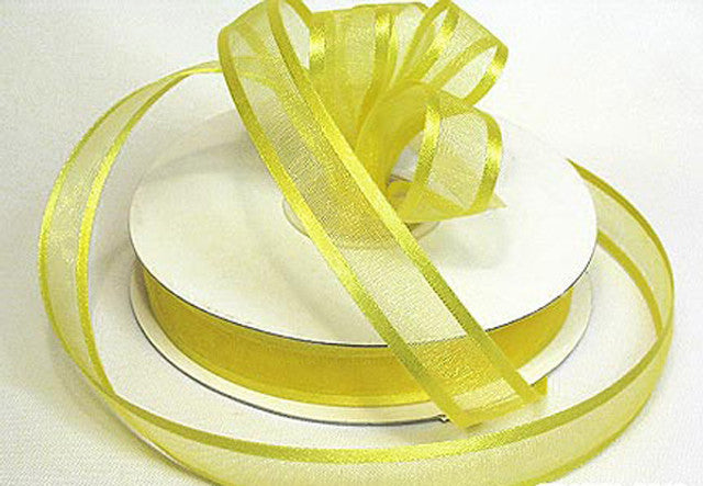 1.5"x25 yards Light Yellow Organza Satin Edge Gift Ribbon