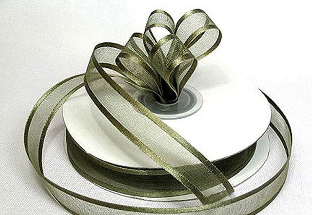 1.5"x25 yards Moss Green Organza Satin Edge Gift Ribbon
