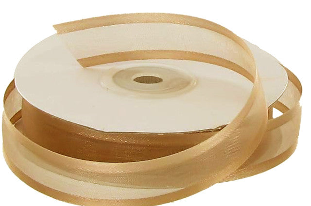 1.5"x25 yards Tan Organza Satin Edge Gift Ribbon
