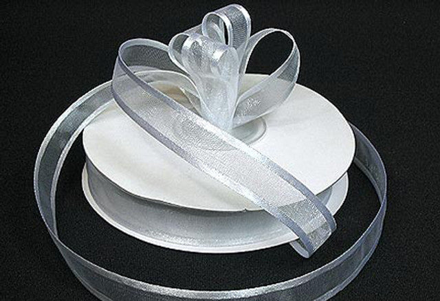 1.5"x25 yards White Organza Satin Edge Gift Ribbon