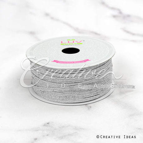 1/8" Metallic Taffeta - 100 Yards (Silver)