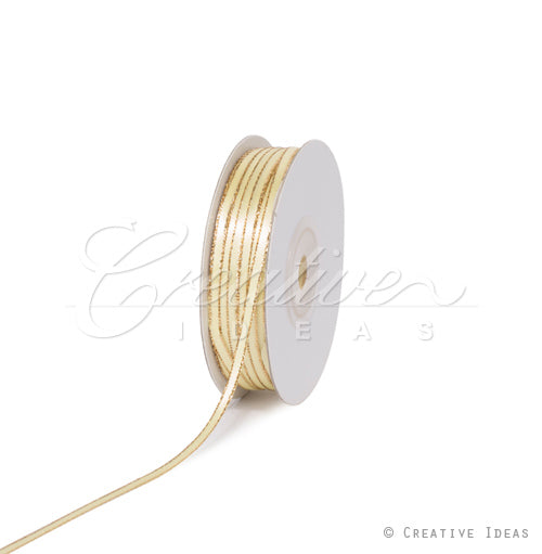 1/8" Satin With Gold Edge Ribbon - 50 Yards (Baby Maize)
