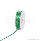 1/8" Satin With Gold Edge Ribbon - 50 Yards (Emerald Green)