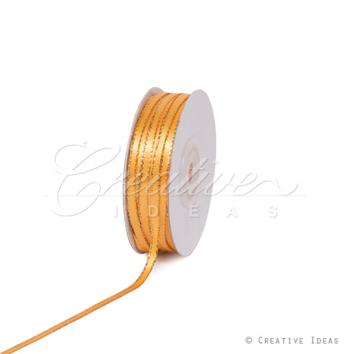 1/8" Satin With Gold Edge Ribbon - 50 Yards (Light Gold)