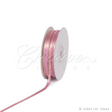 1/8" Satin With Gold Edge Ribbon - 50 Yards (Rosy Mauve)