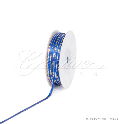 1/8" Satin With Gold Edge Ribbon - 50 Yards (Royal Blue)