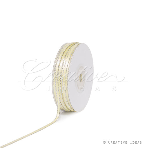 1/8" Satin With Silver Edge Ribbon - 50 Yards (Baby Maize)