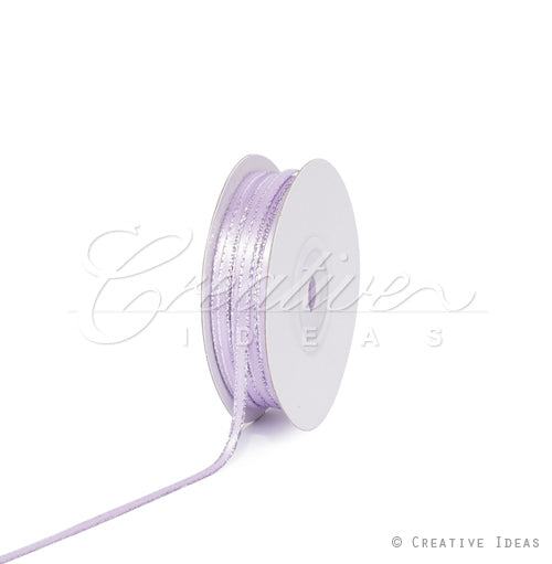 1/8" Satin With Silver Edge Ribbon - 50 Yards (Lavender)