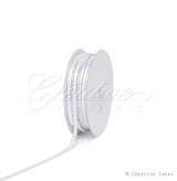 1/8" Satin With Silver Edge Ribbon - 50 Yards (White)