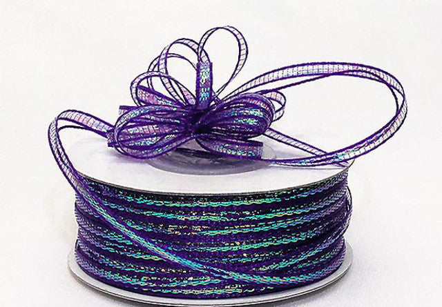 1/8"x50 yards Purple Organza Pull Bows Ribbon with Iridescent Edge