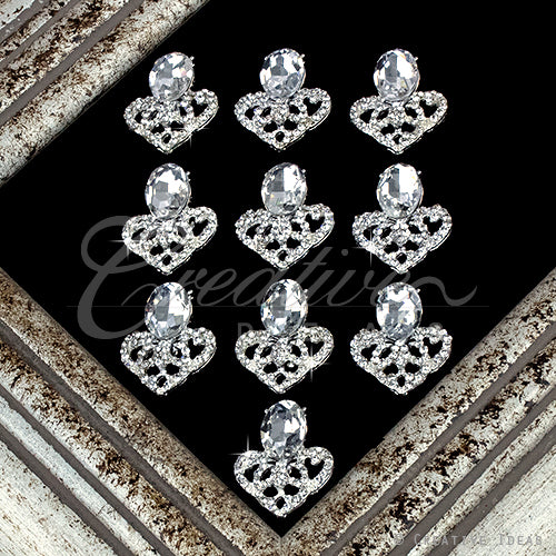 1" Crystal Cone Rhinestone Accessories-10 Pcs (Silver)