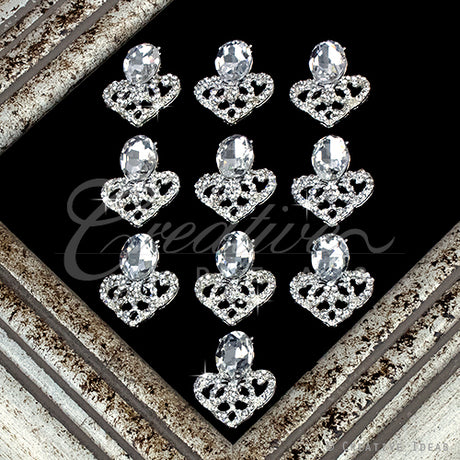 1" Crystal Cone Rhinestone Accessories-10 Pcs (Silver)