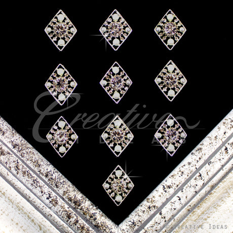 1" Diamond Frame Rhinestone Accessories-10 Pcs (Silver)