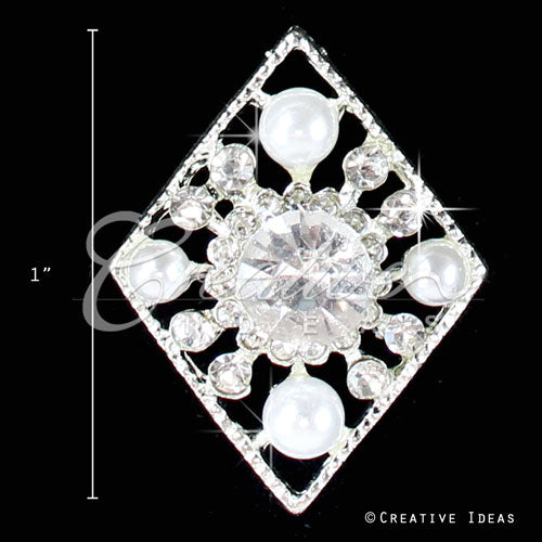 1" Diamond Frame Rhinestone Accessories-10 Pcs (Silver)