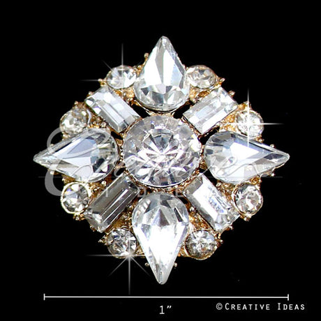 1" Gems Burst Rhinestone Accessories-10 Pcs (Gold)