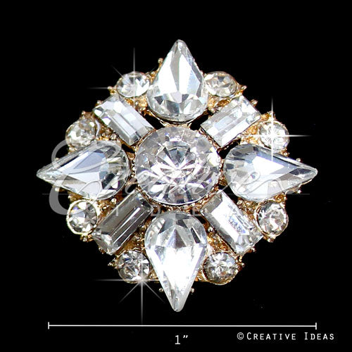 1" Gems Burst Rhinestone Accessories-10 Pcs (Gold)