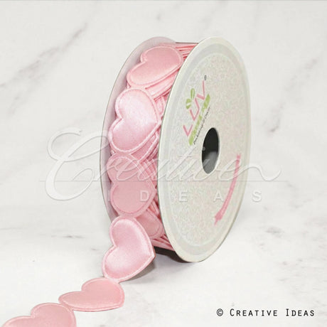 1" Satin Hearts Cut-Out Ribbon-10 Yds (Pink)