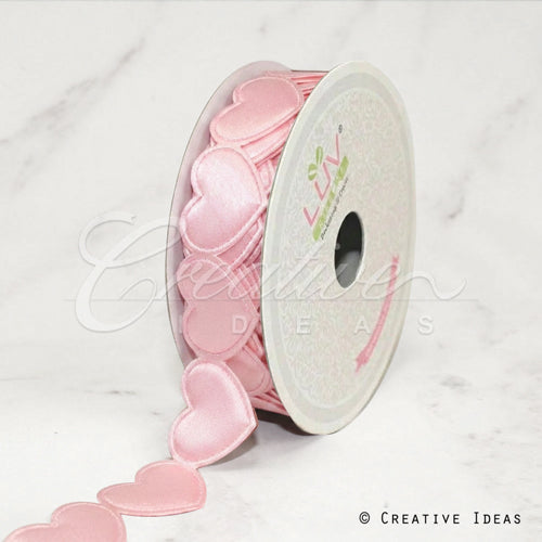 1" Satin Hearts Cut-Out Ribbon-10 Yds (Pink)