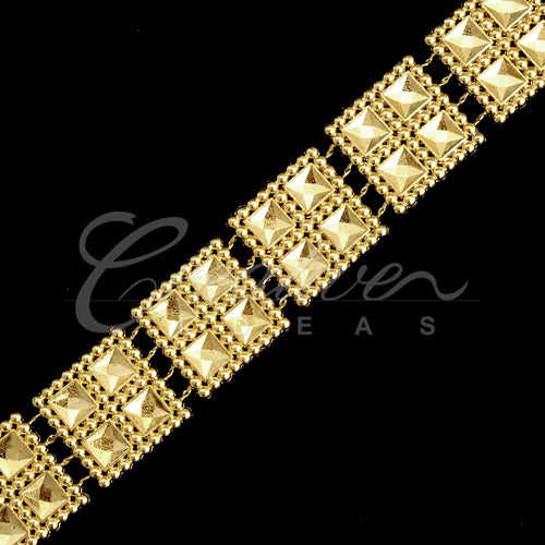 1" Square Bling Bedazzle Trim-4.5 Meters (Gold)